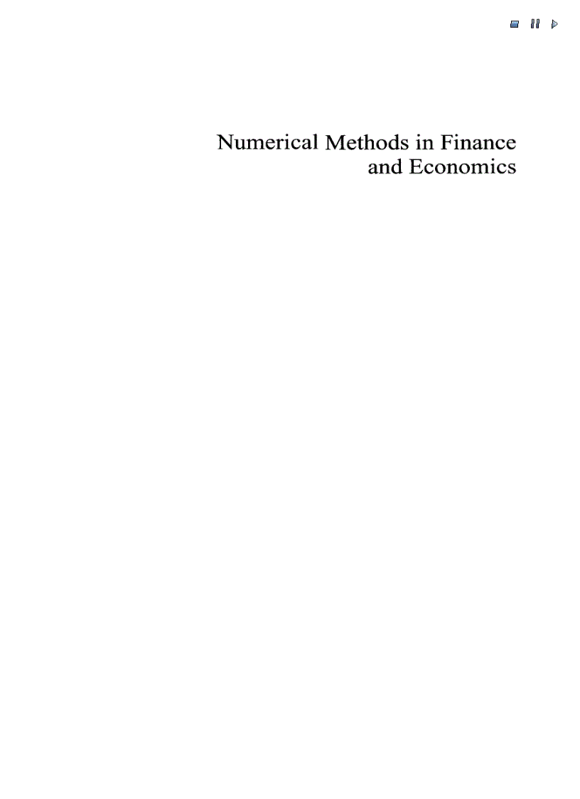 Numerical Methods in Finance and Economics 2nd Edtion
