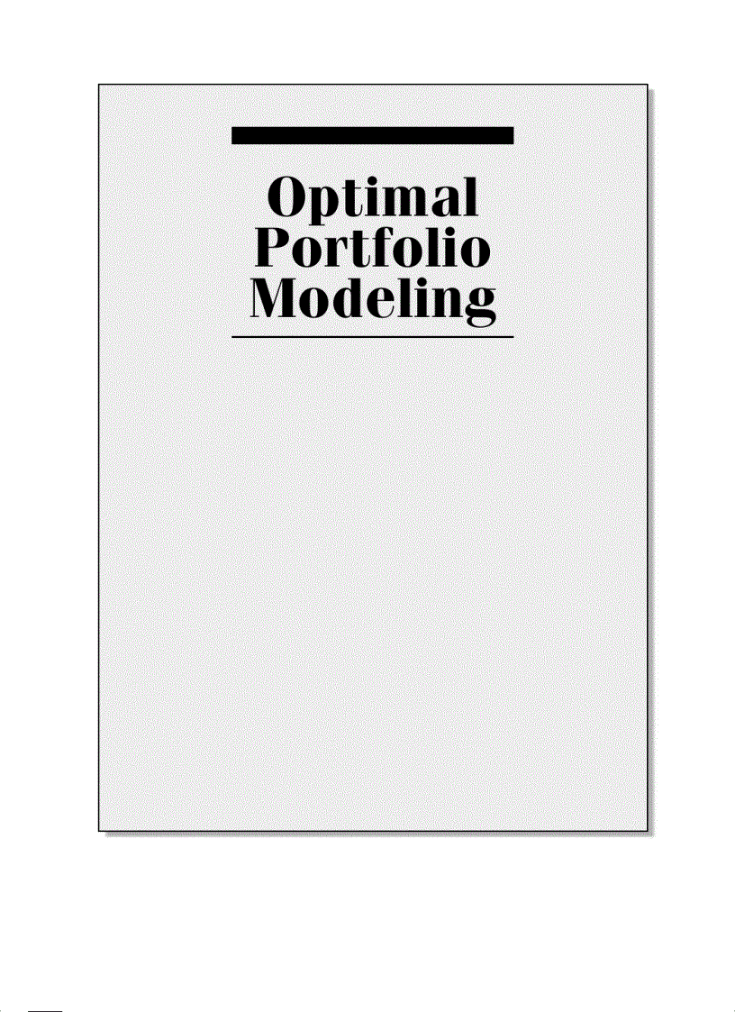 Optimal Portfolio Modeling Feb 2008