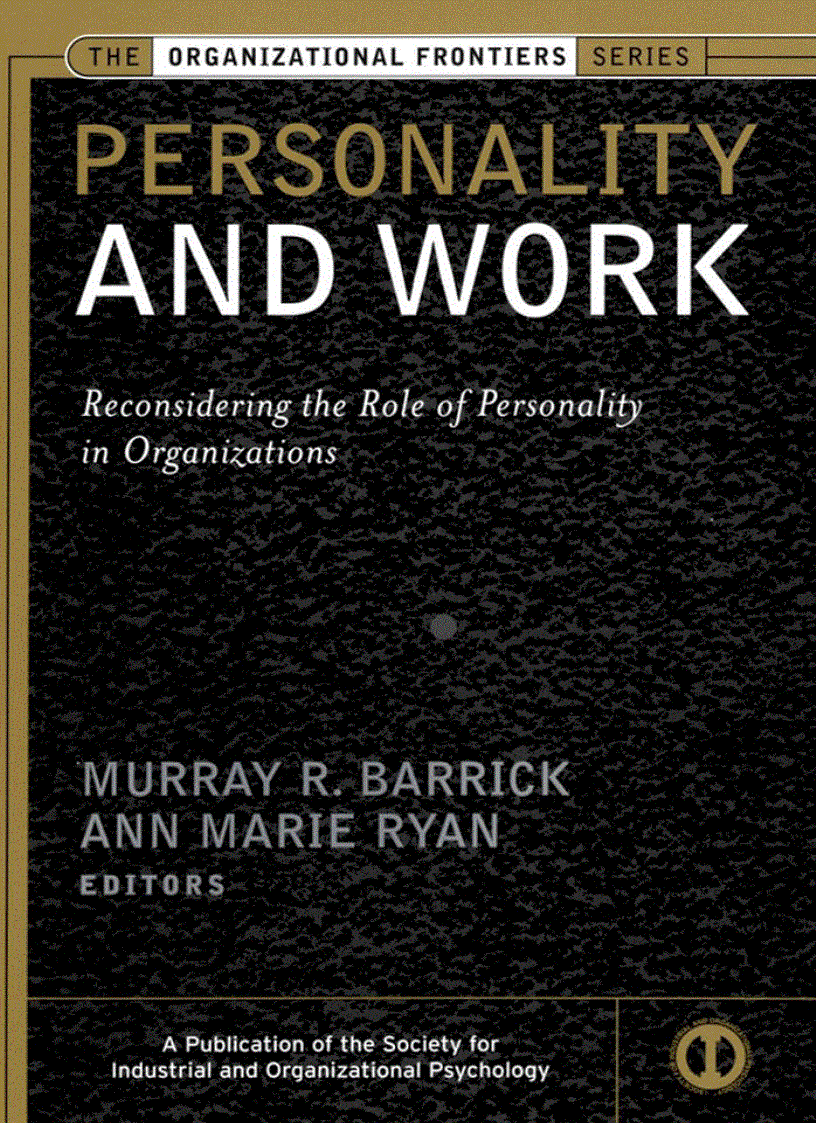 image for page Personality and Work 1st Edition