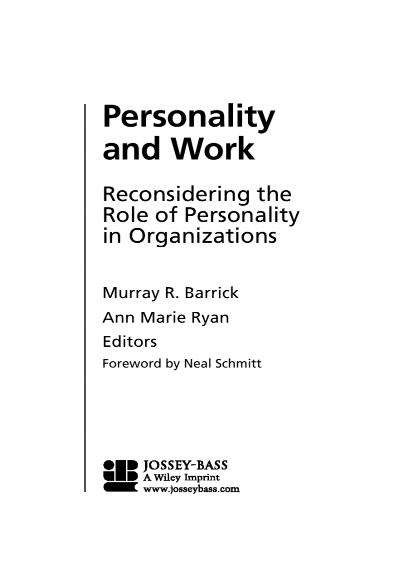 image for page Personality and Work 1st Edition