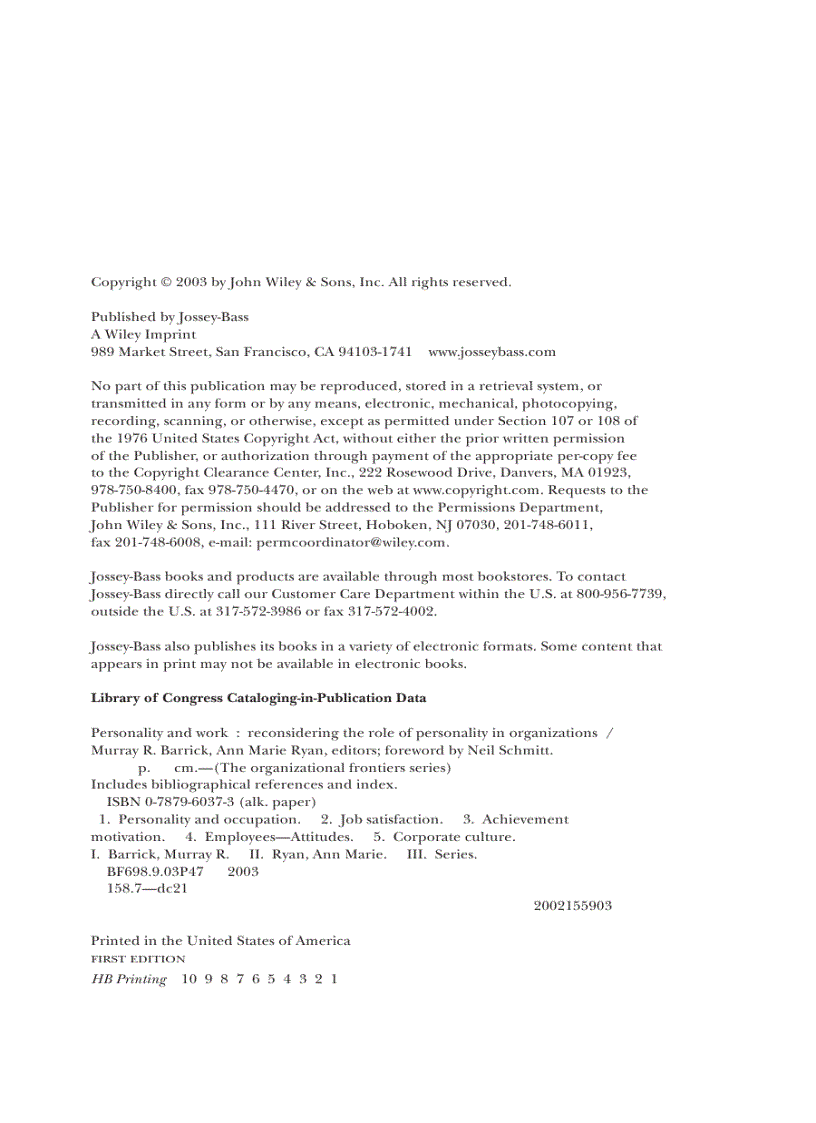 image for page Personality and Work 1st Edition