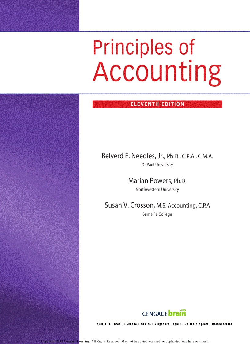 Principles of Accounting 11th Edition