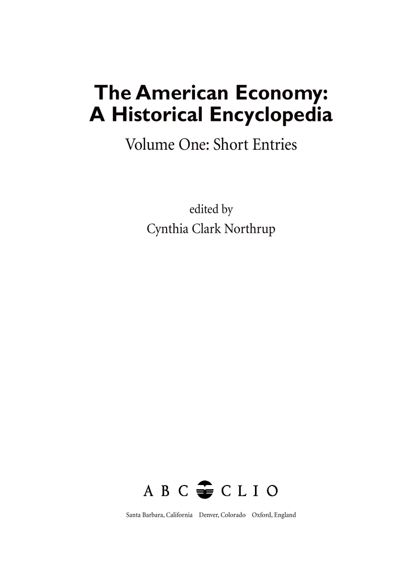The American Economy A Historical Encyclopedia 2 Volume set