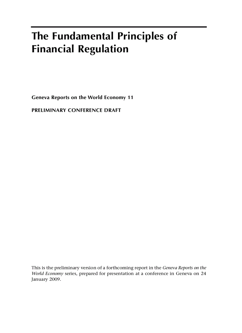 The Fundamental Principles of Financial Regulation 11th Edition