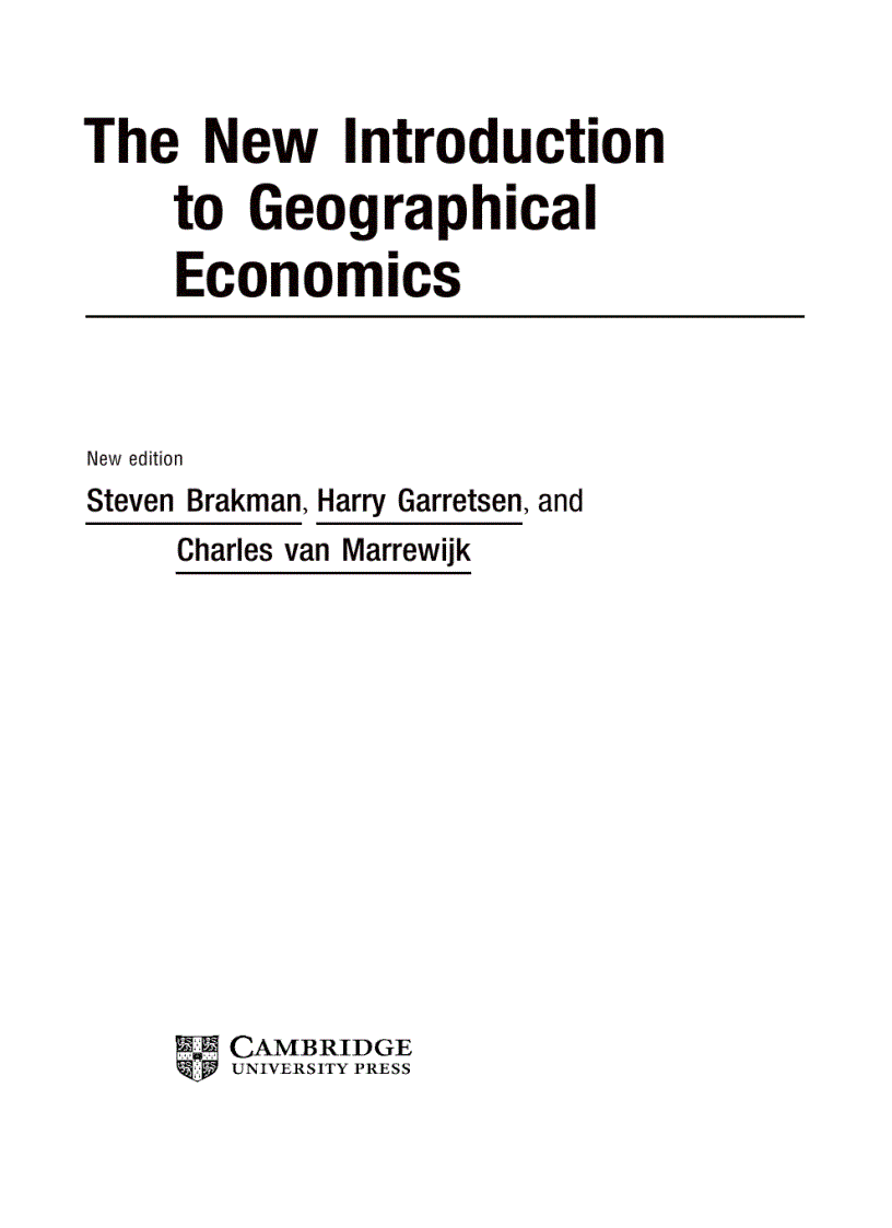 The New Introduction to Geographical Economics 2nd Edition