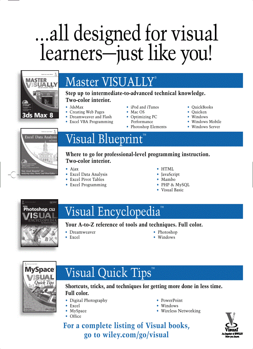 image for page Visual Microsoft Office Excel 2007 Data Analysis