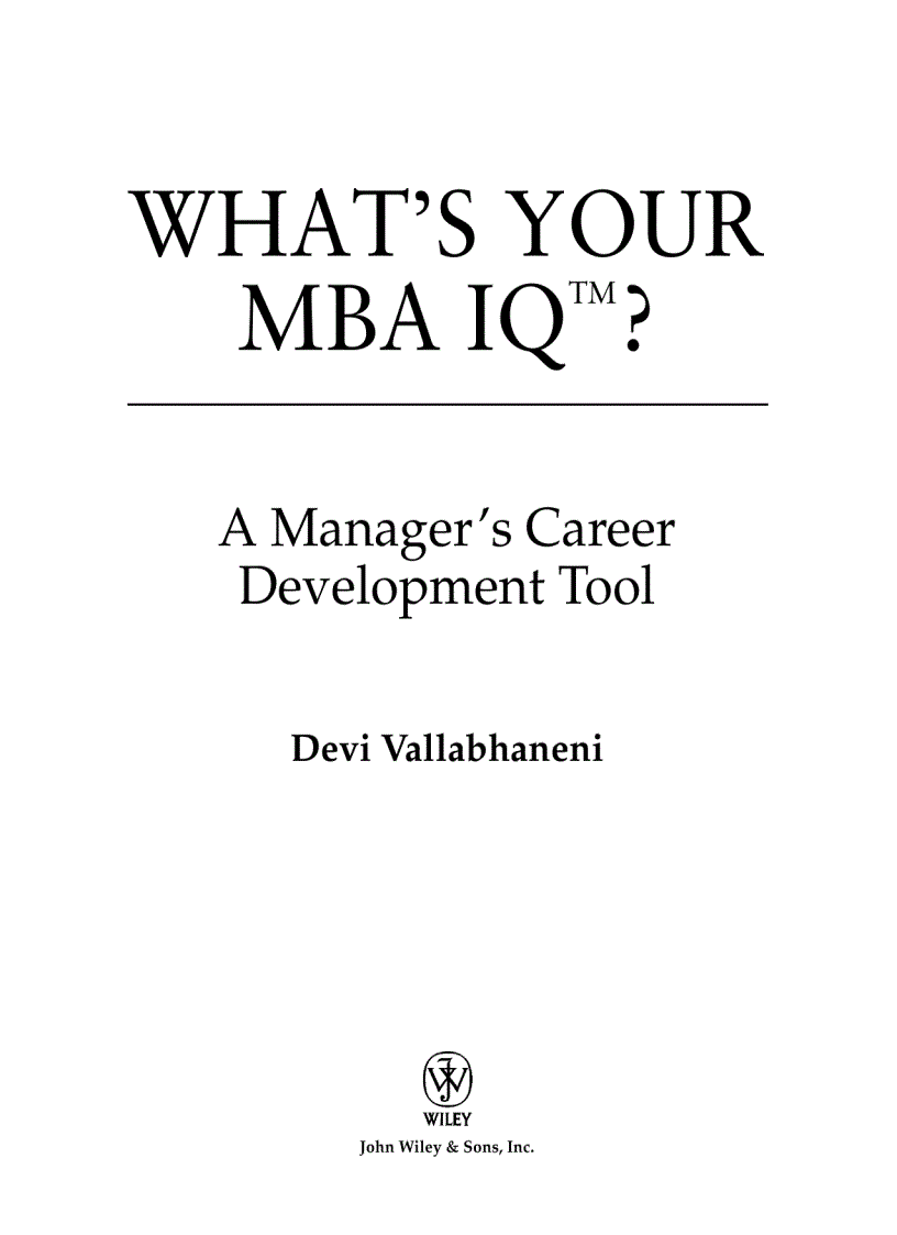 image for page What s Your MBA IQ A Manager s Career Development Tool