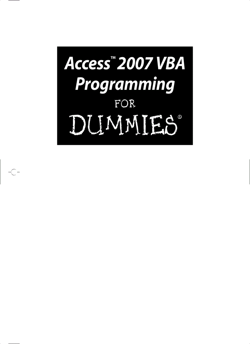 image for page Access 2007 VBA Programming For Dummies