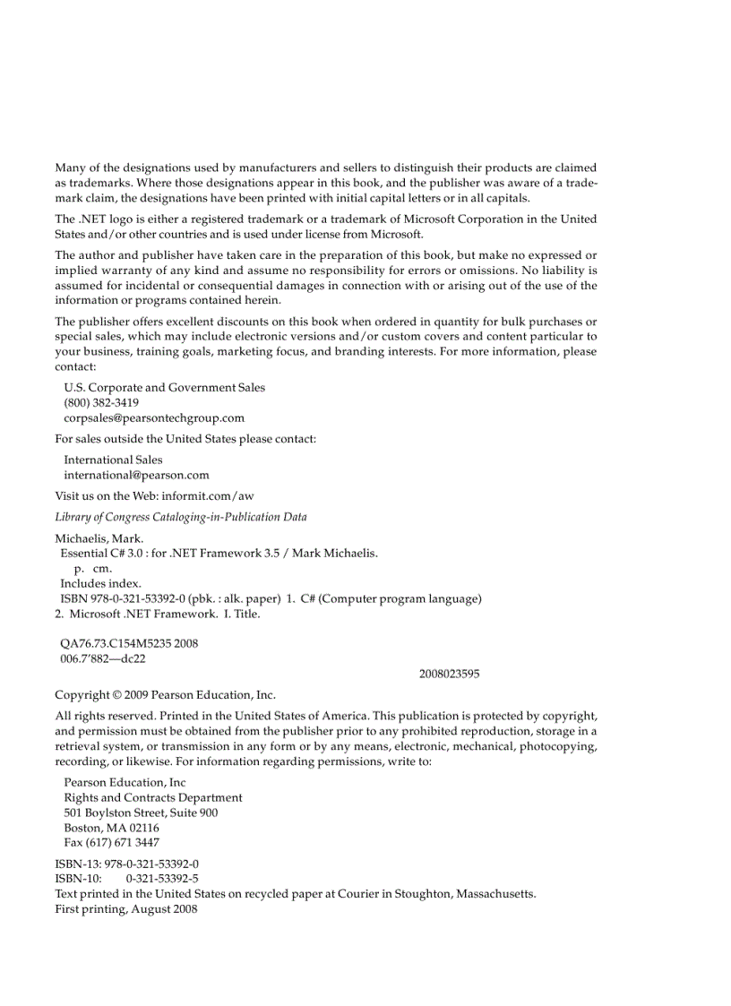 image for page Addison Wesley Essential C 3 0 For NET Framework 3 5 2008