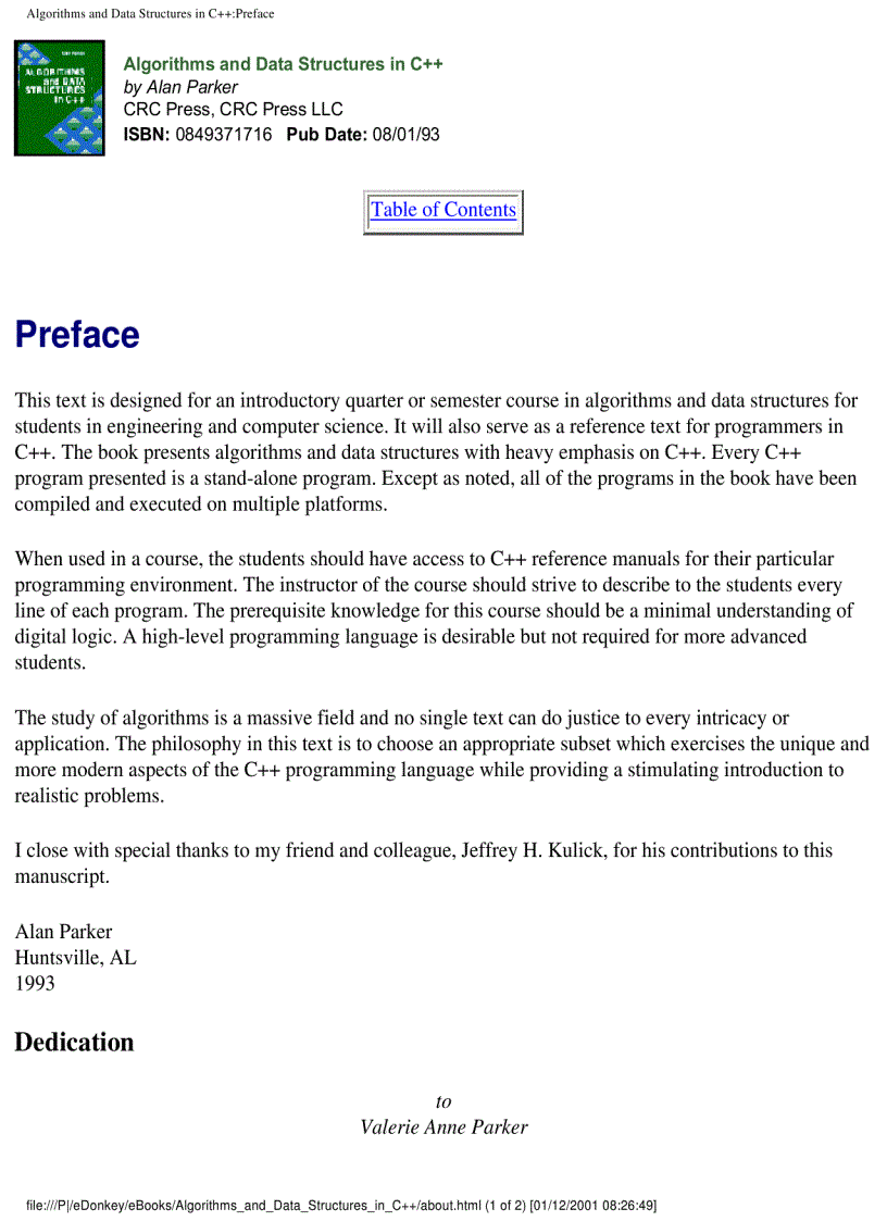 image for page Algorithms and Data Structures in C by Alan Parker