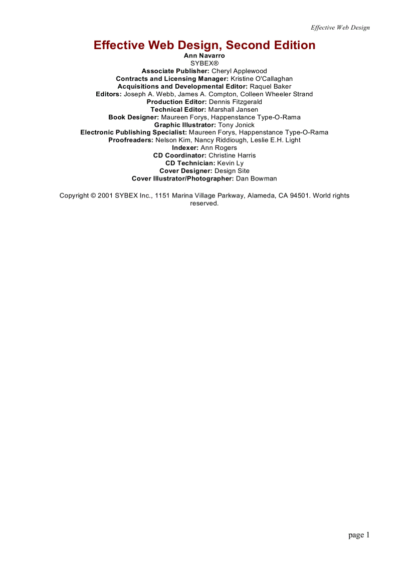 image for page Effective Web Design 2nd Edition 2001