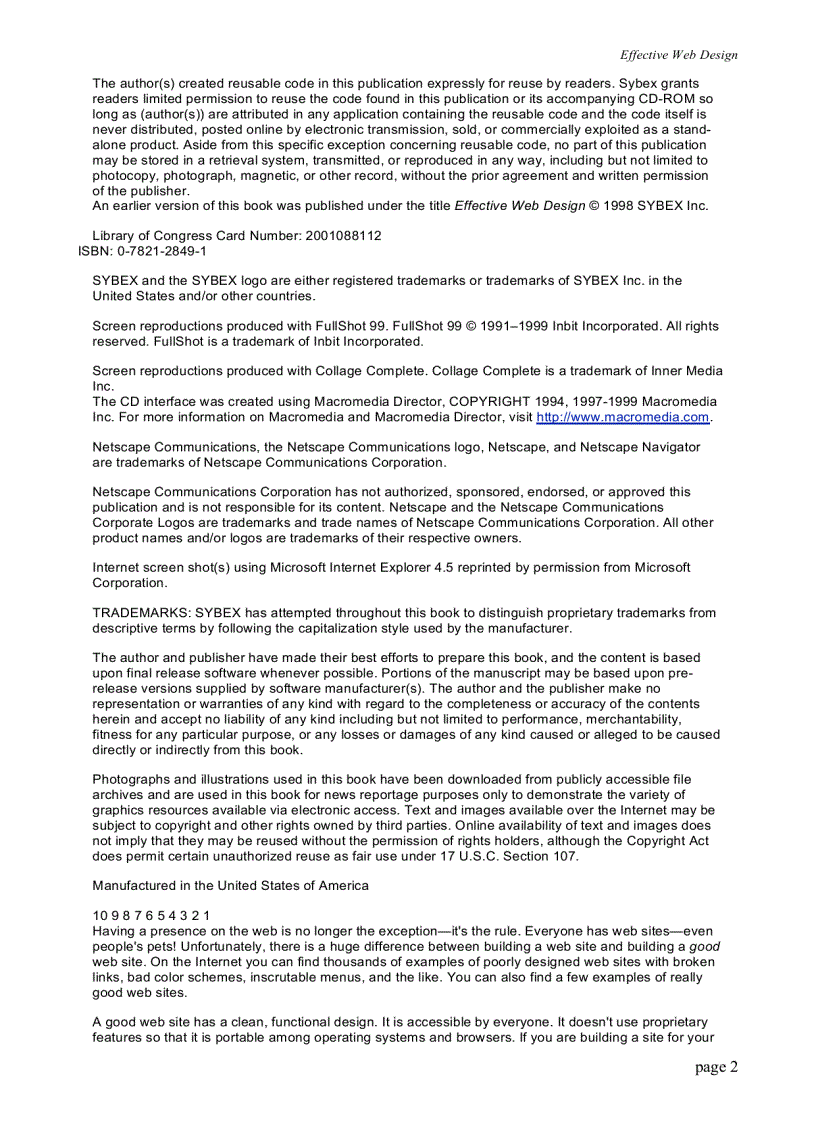 image for page Effective Web Design 2nd Edition 2001