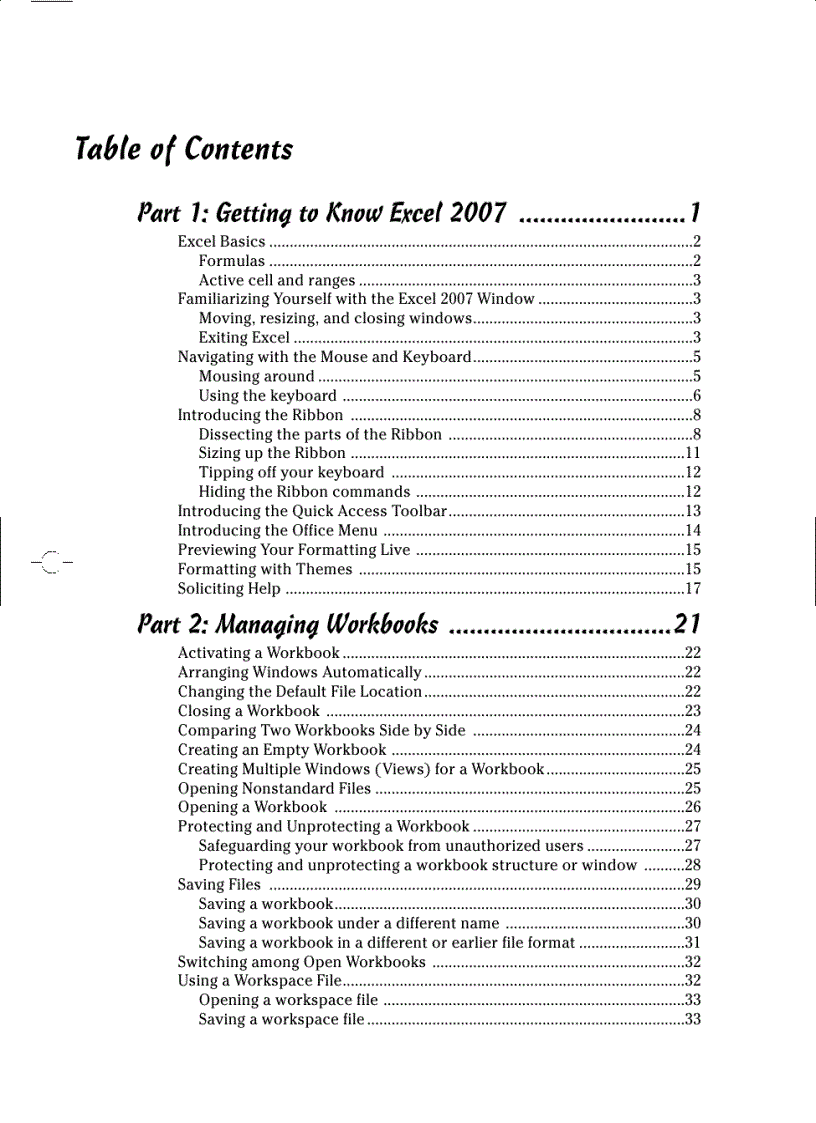 image for page Excel 2007 For Dummies Quick Reference
