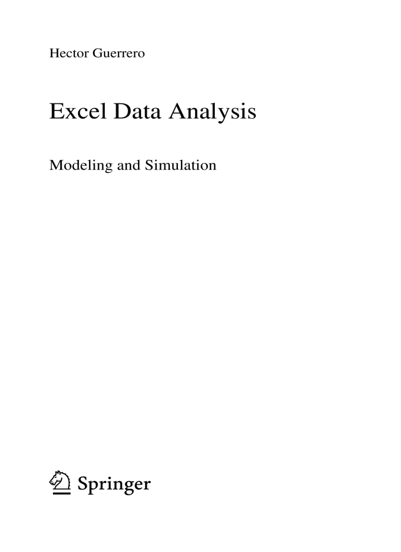 Excel Data Analysis Modeling and Simulation