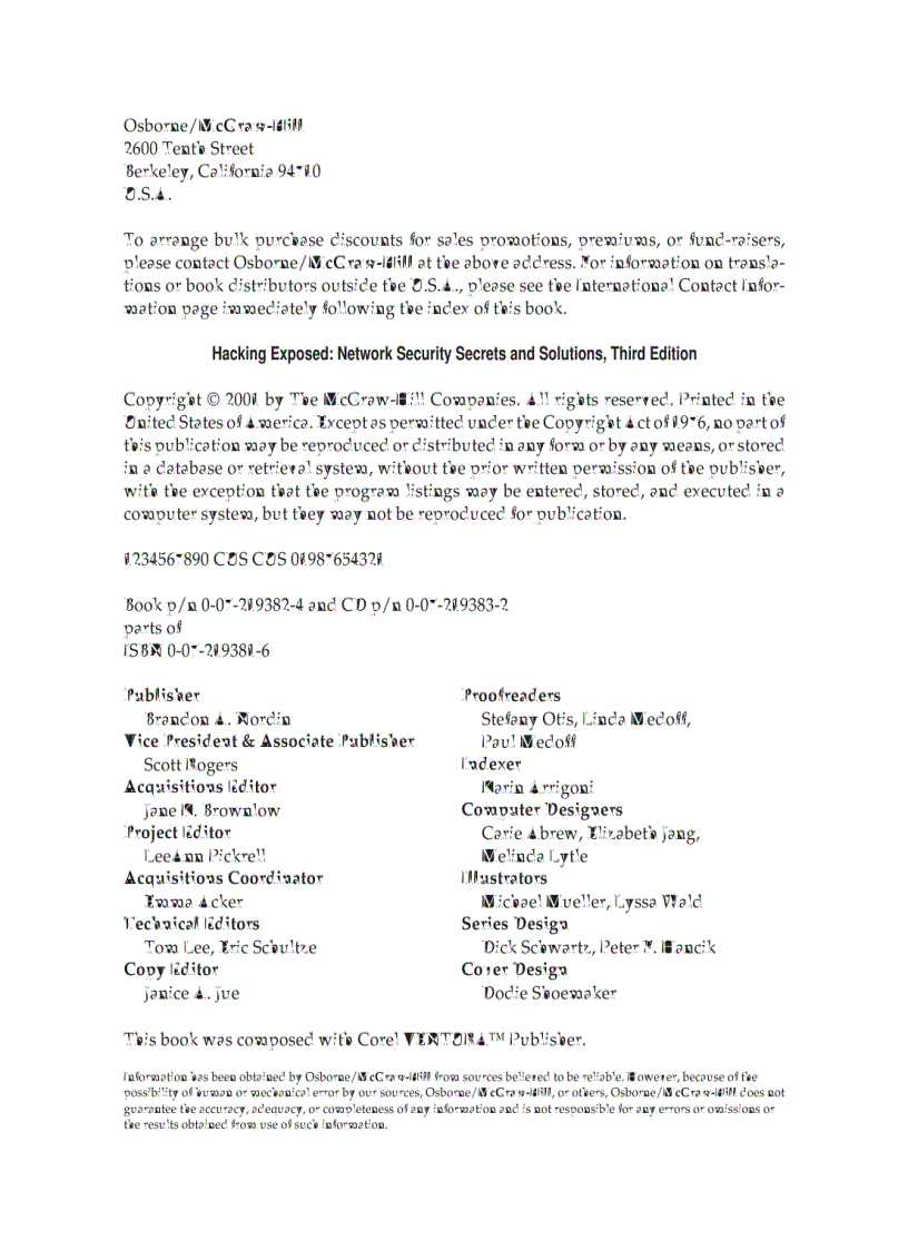 image for page Hacking Exposed Network Security Secrets and Solutions Third Edition