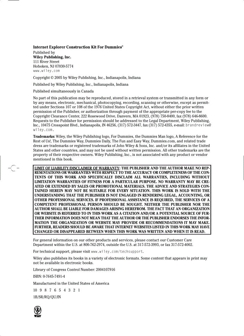 image for page Internet Explorer Construction Kit For Dummies