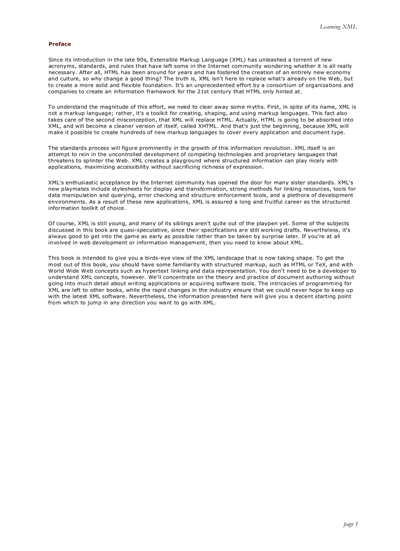 image for page Learning XML First Edition