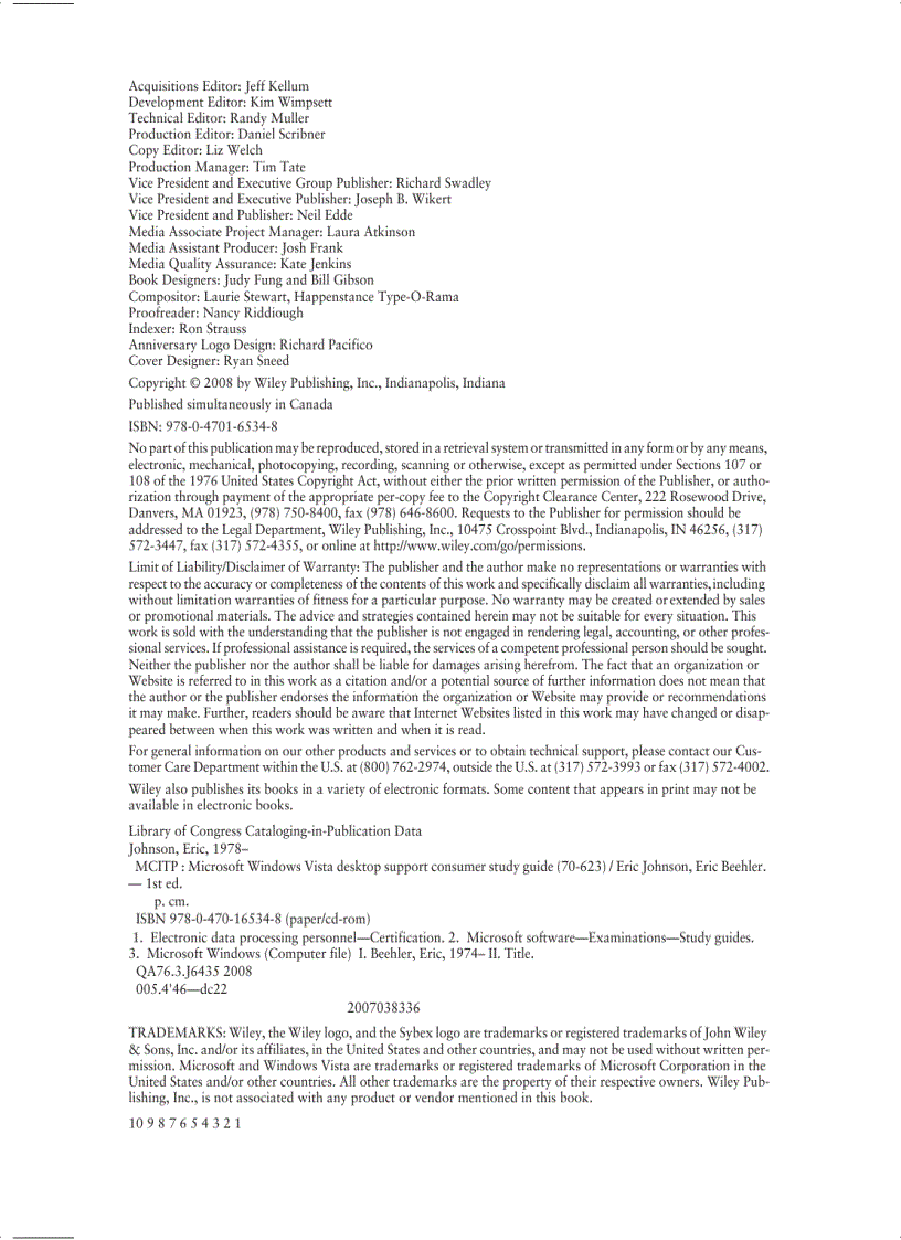 image for page MCITP Windows Vista Desktop Support Consumer Study Guide 70 623