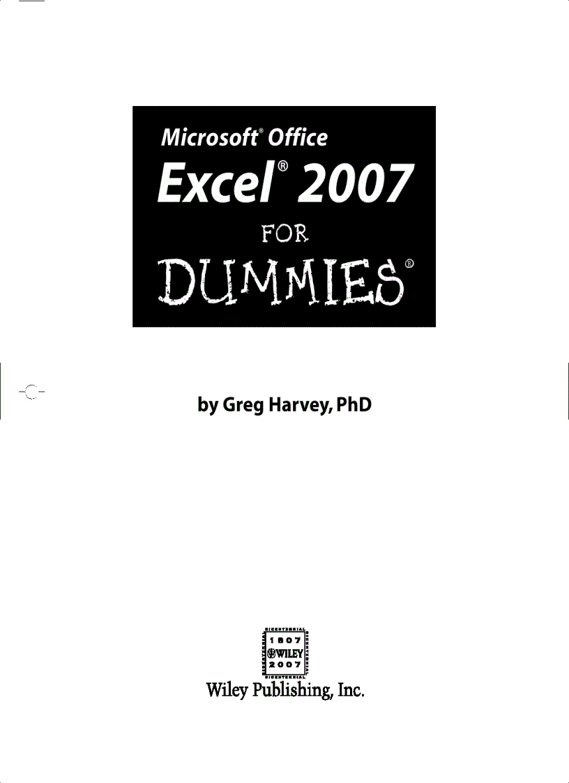 image for page Mircosoft Office Excel 2007 For Dummies
