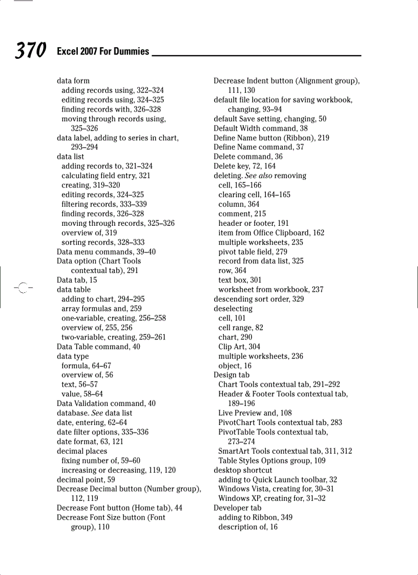 image for page Mircosoft Office Excel 2007 For Dummies