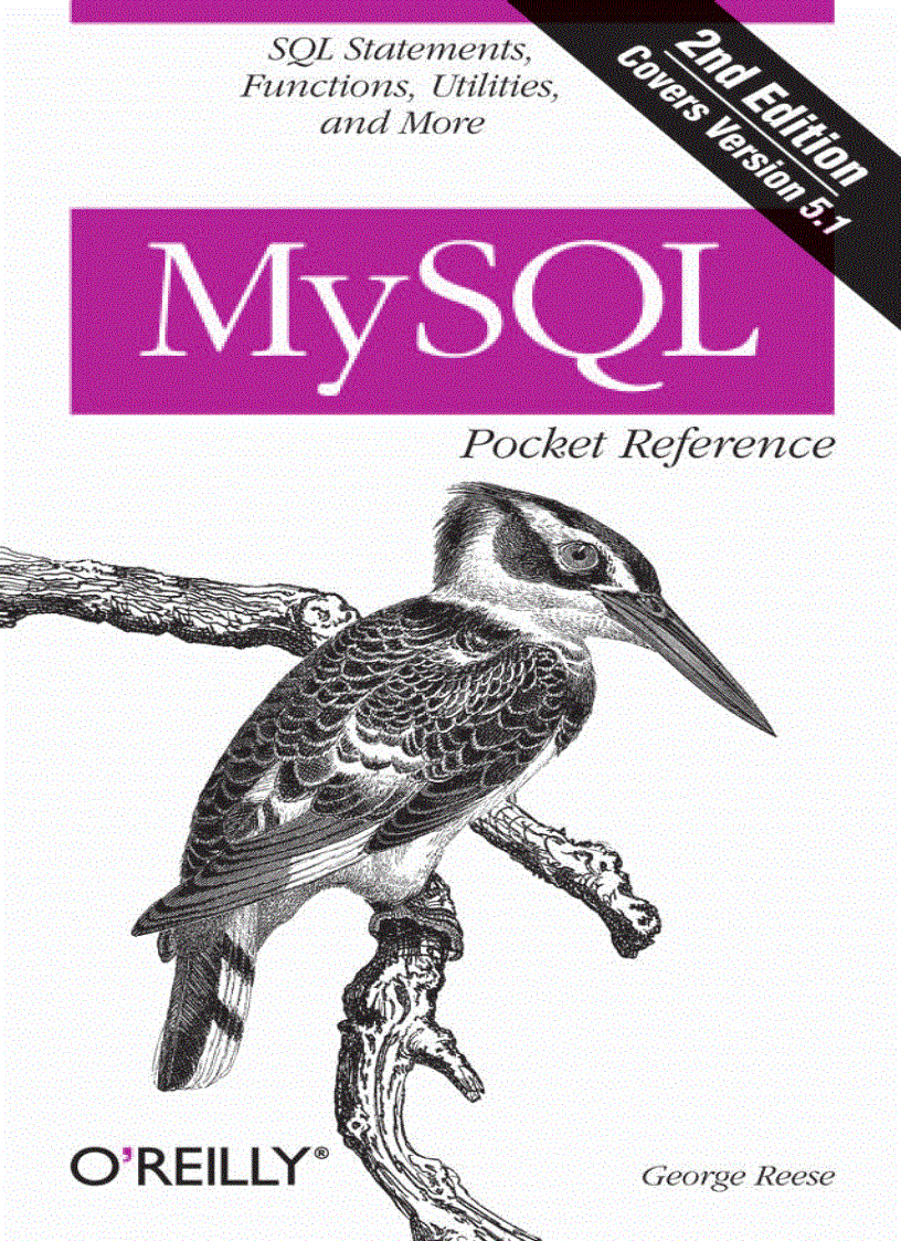 image for page MySQL Pocket Reference 2nd Edition Jul 2007