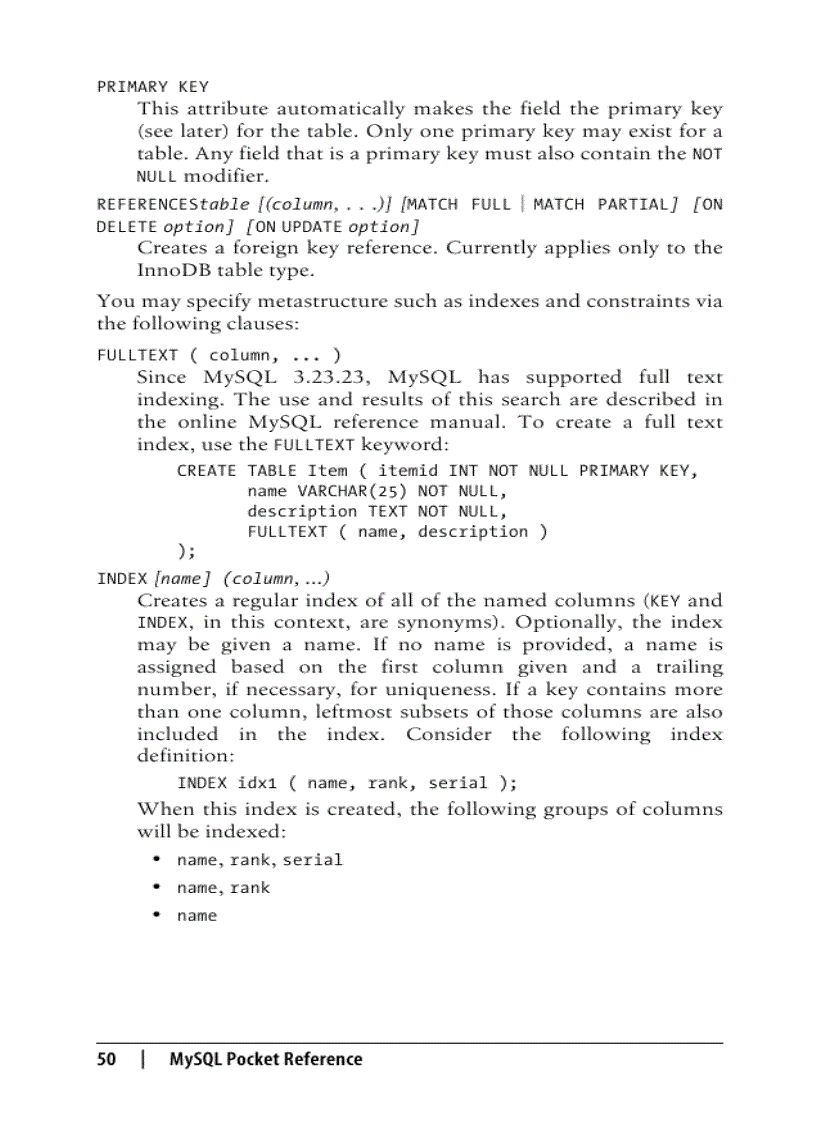 image for page MySQL Pocket Reference 2nd Edition Jul 2007