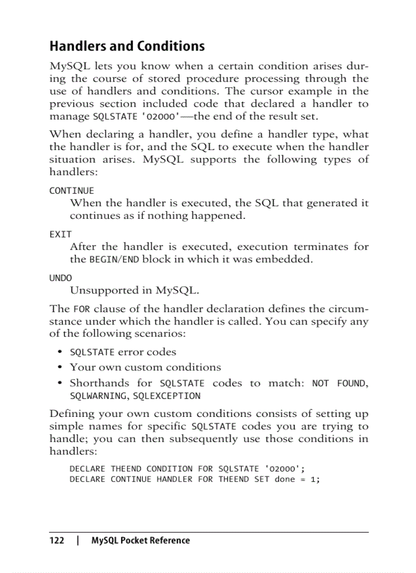 image for page MySQL Pocket Reference 2nd Edition Jul 2007