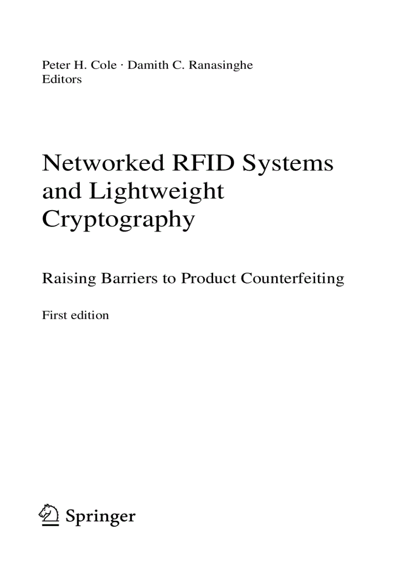 image for page Networked RFID Systems and Lightweight Cryptography Dec 2007