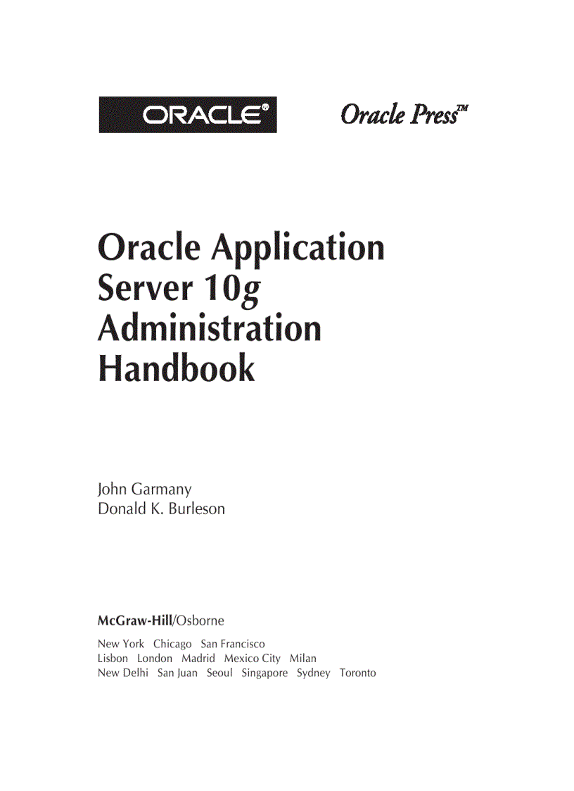 image for page Oracle Application Server 10g Administration Handbook