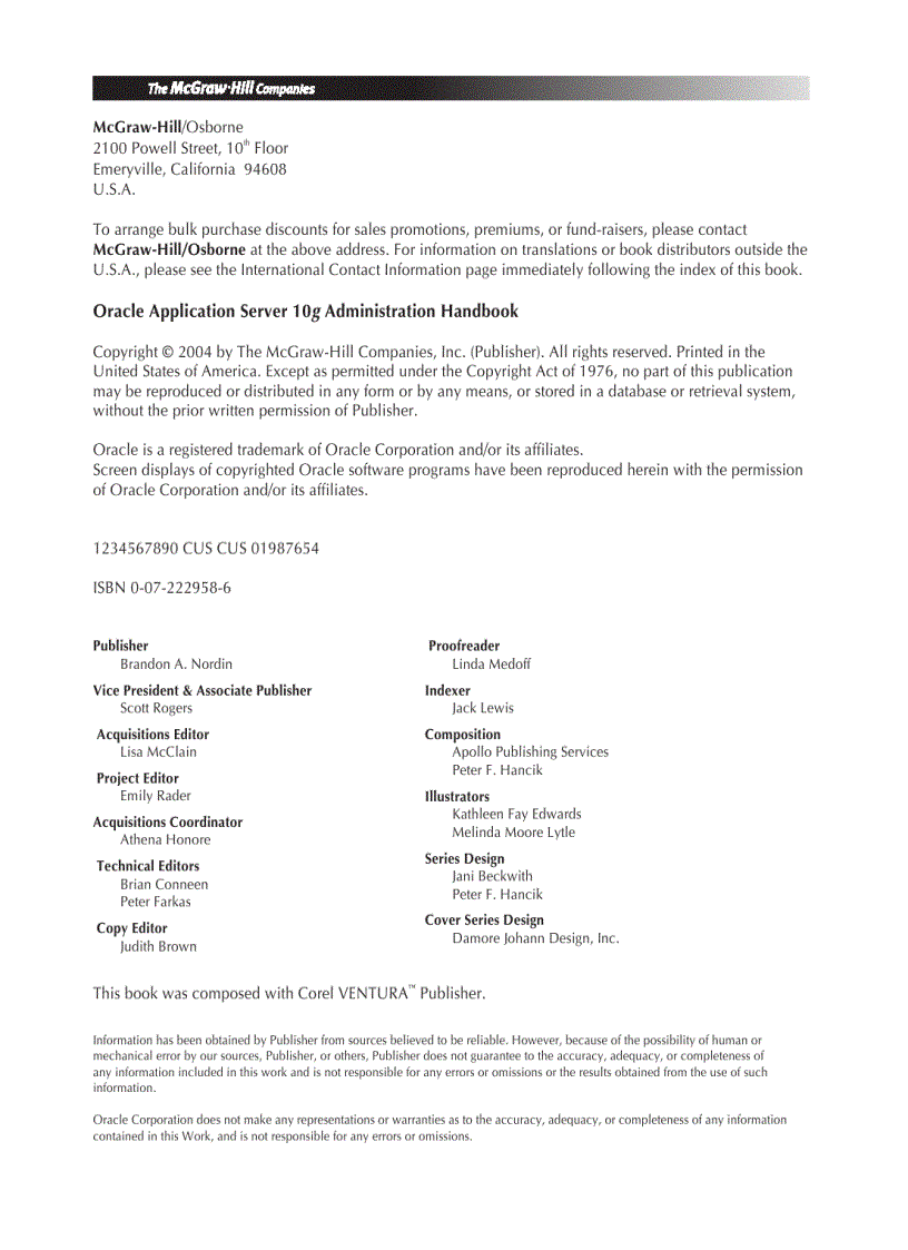 image for page Oracle Application Server 10g Administration Handbook