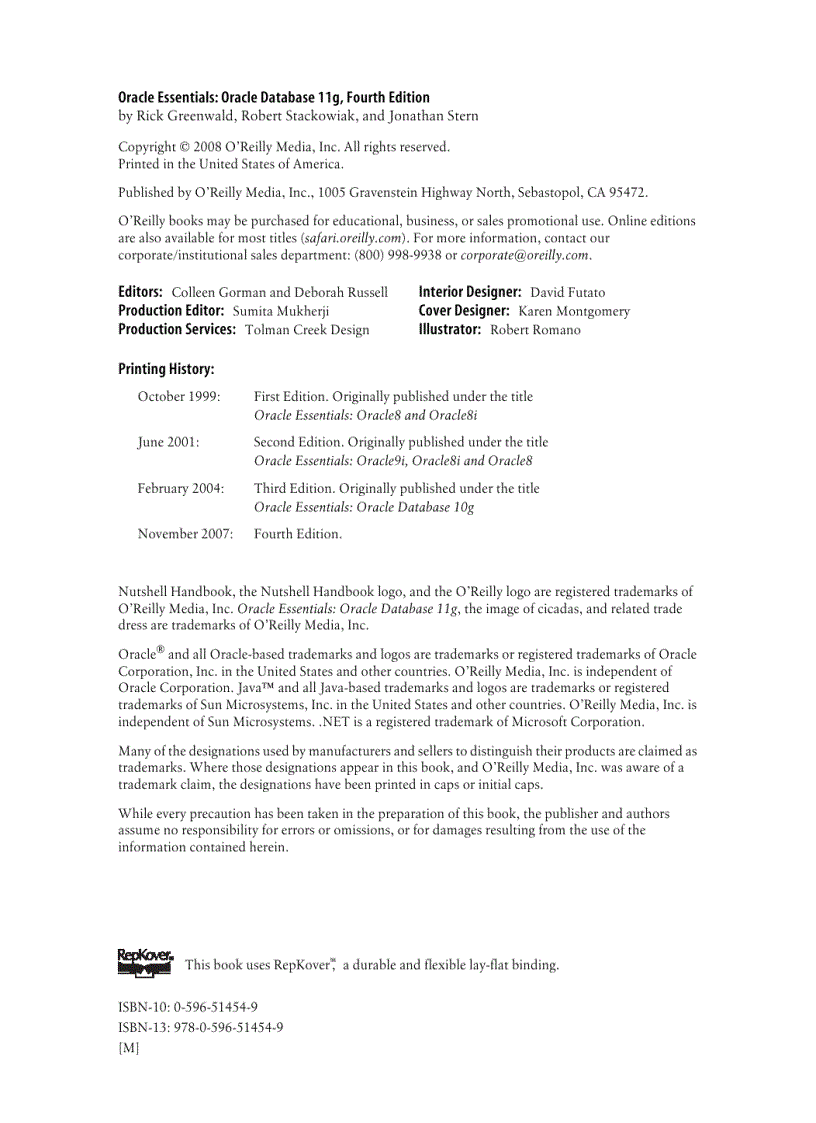 image for page Oracle Essentials Oracle Database 11g 4th Edition Nov 2007