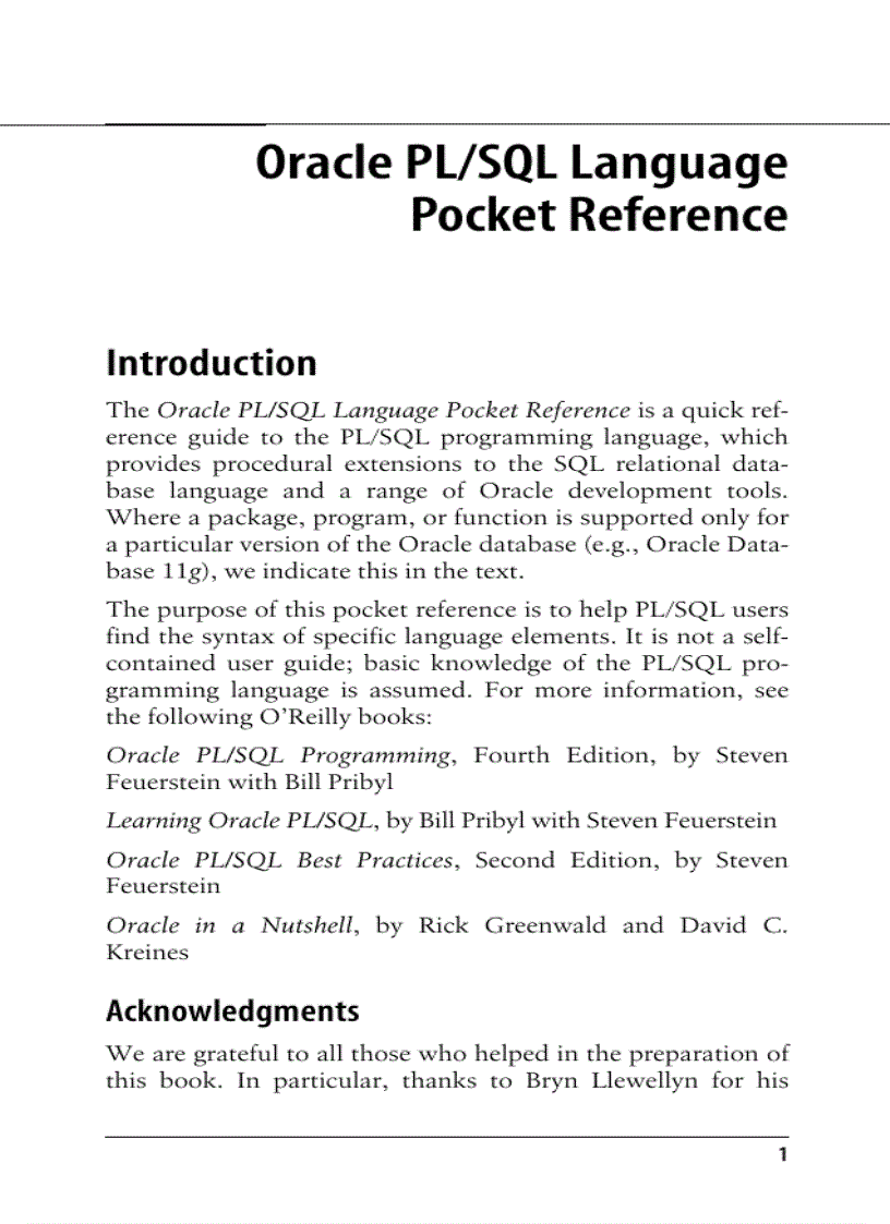 image for page Oracle PL SQL Language Pocket Reference 4th Edition