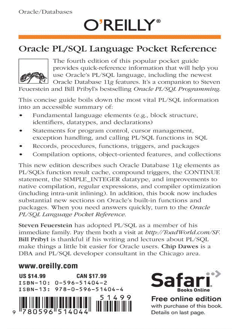 image for page Oracle PL SQL Language Pocket Reference 4th Edition