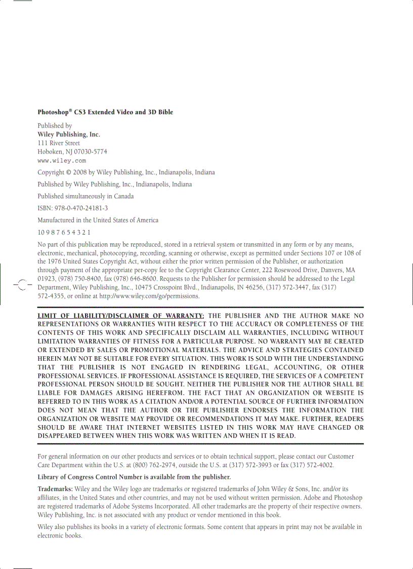 image for page Photoshop CS3 Extended Video and 3D Bible