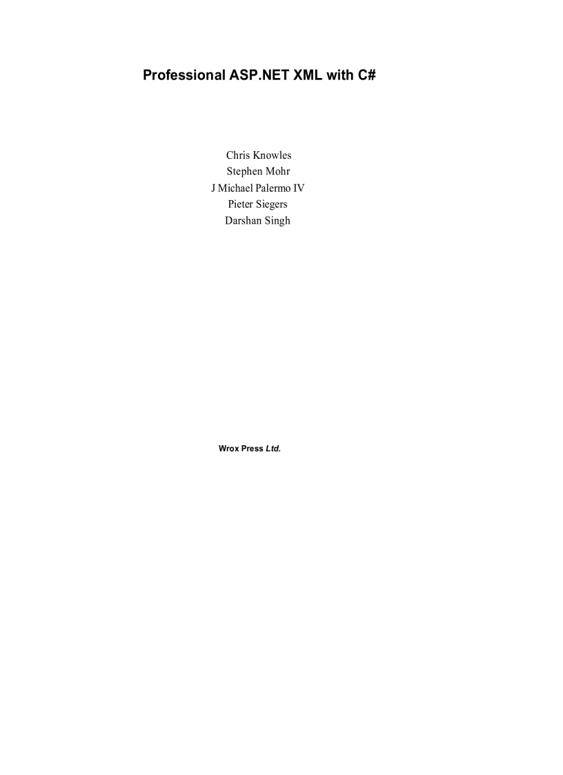 image for page Professional ASP NET XML with C