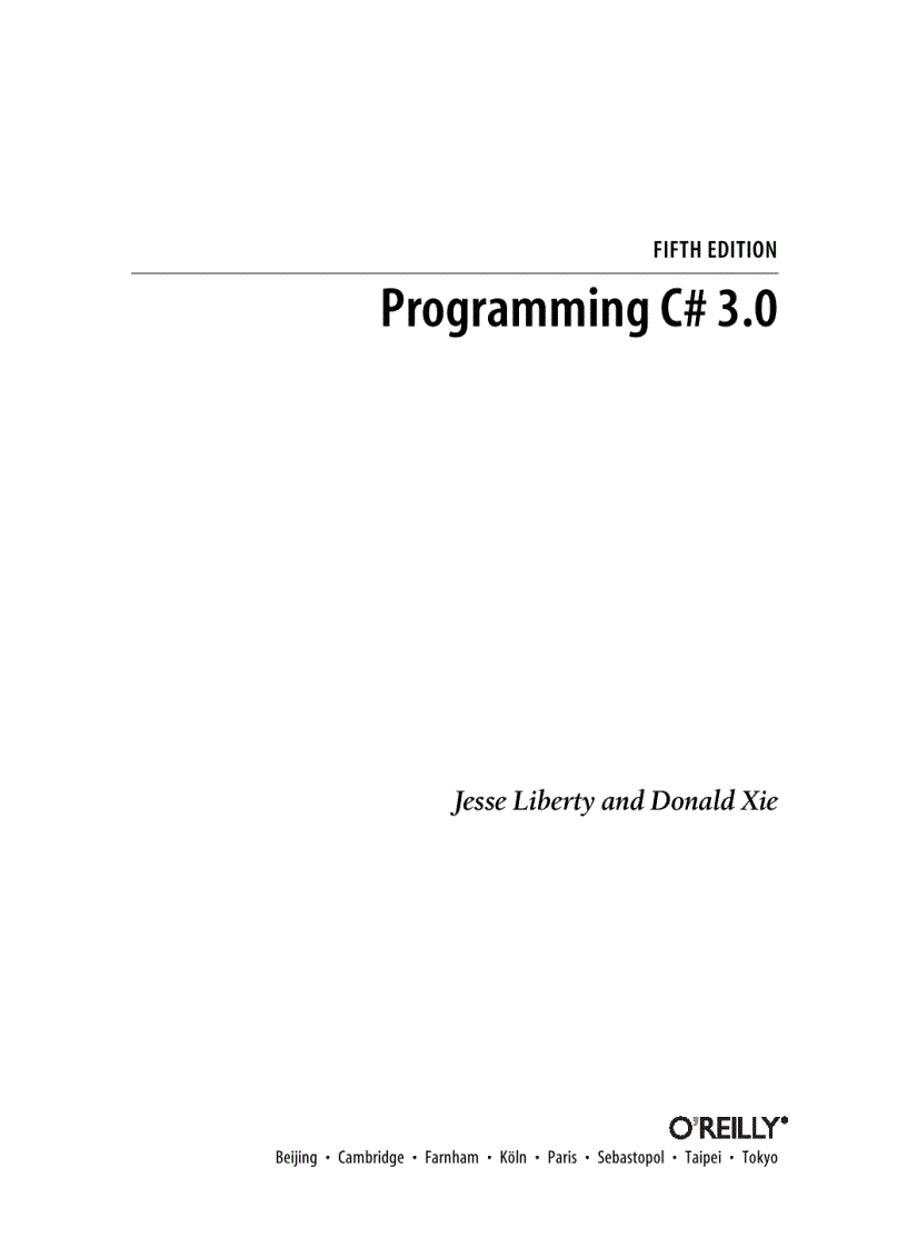 image for page Programming CSharp 3 0 5th Edition Jan 2008