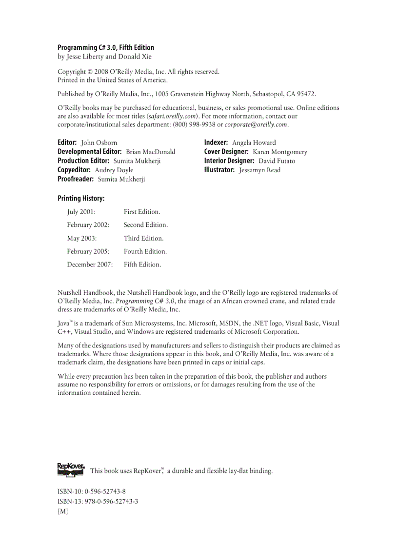 image for page Programming CSharp 3 0 5th Edition Jan 2008