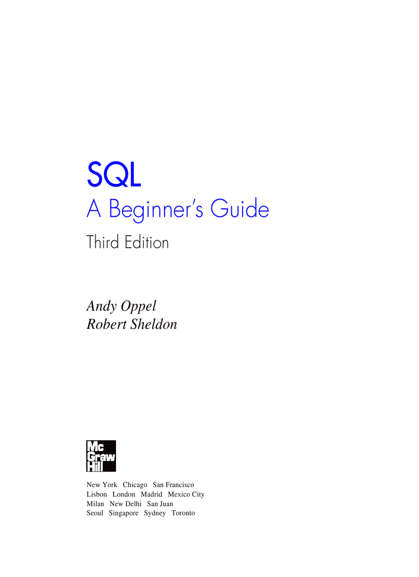 SQL A Beginners Guide Third Edition