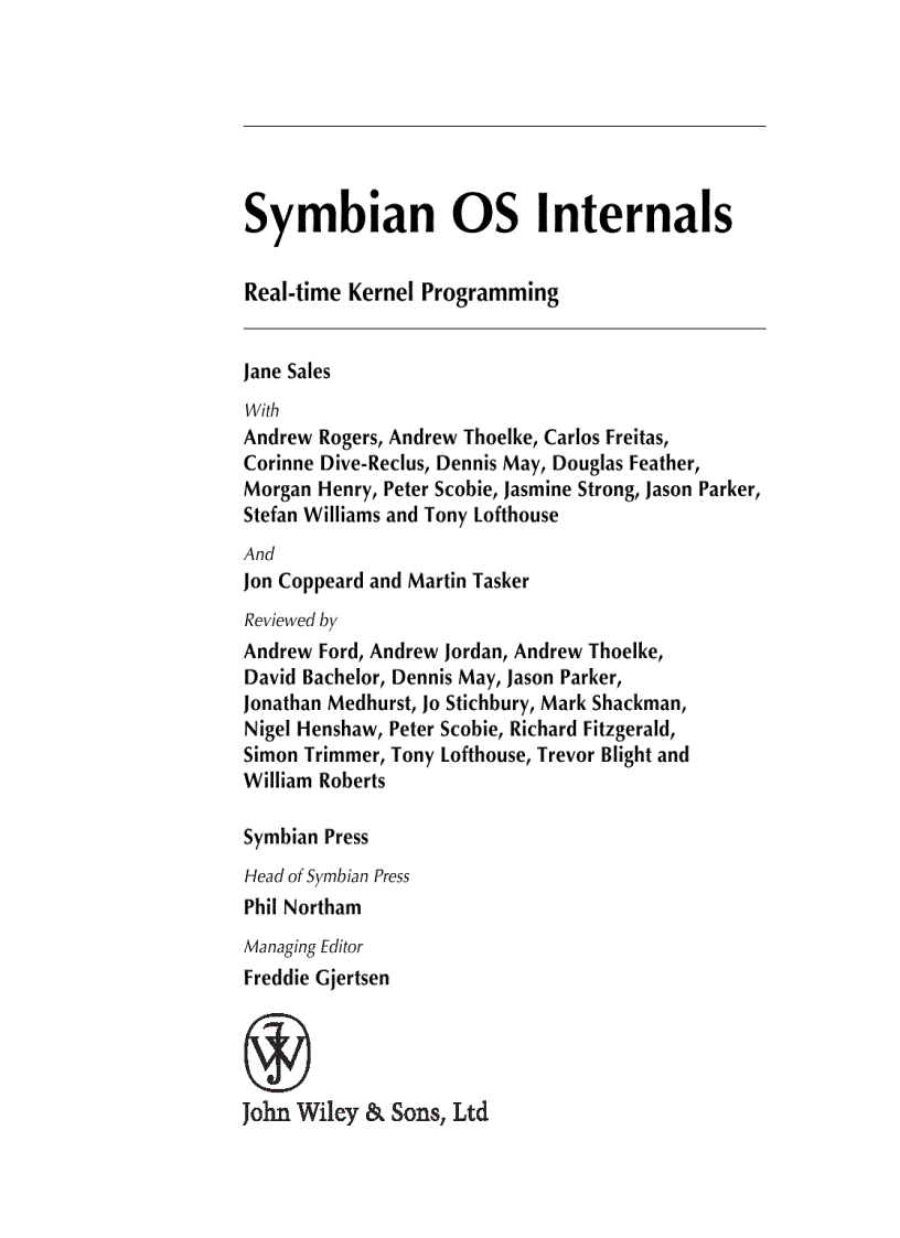 image for page Symbian OS Internals Real time Kernel Programming