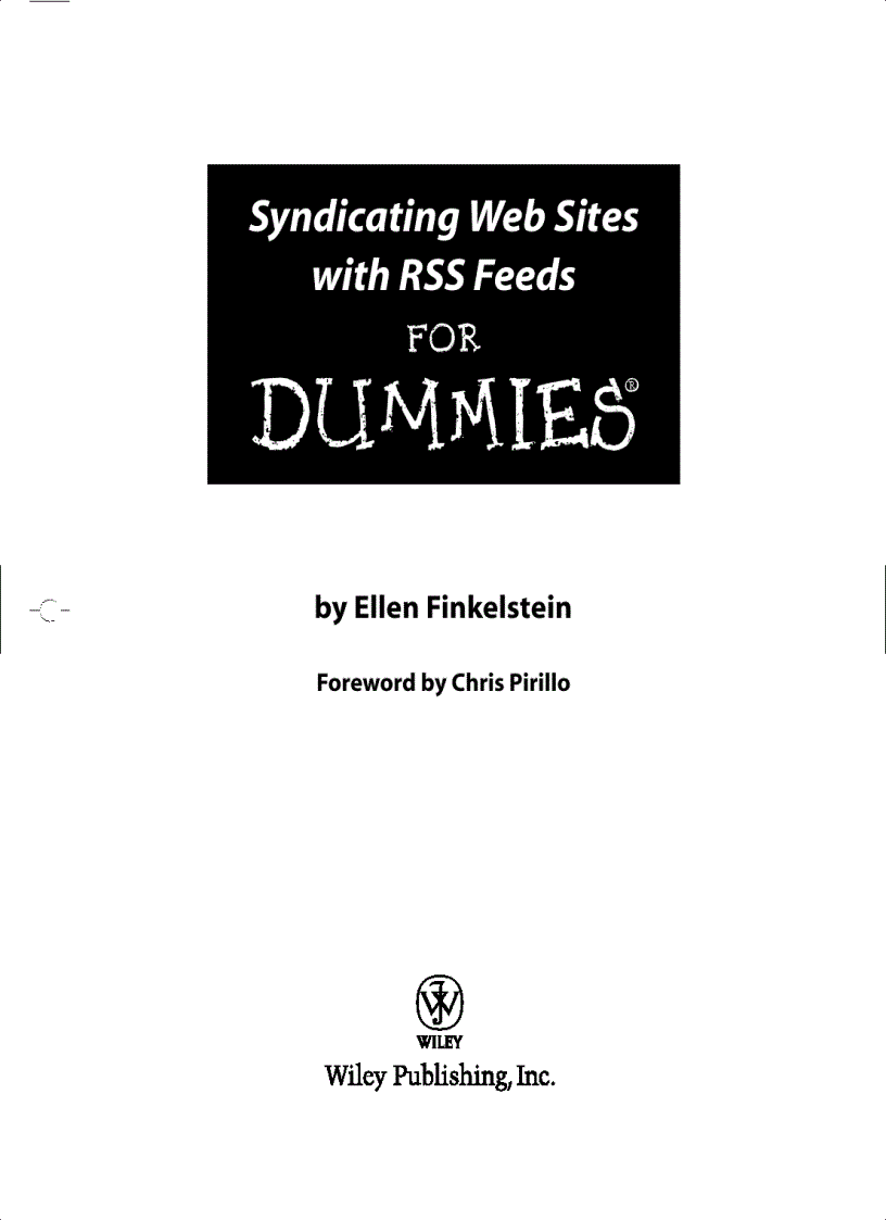 image for page Syndicating Web Sites with RSS Feeds For Dummies