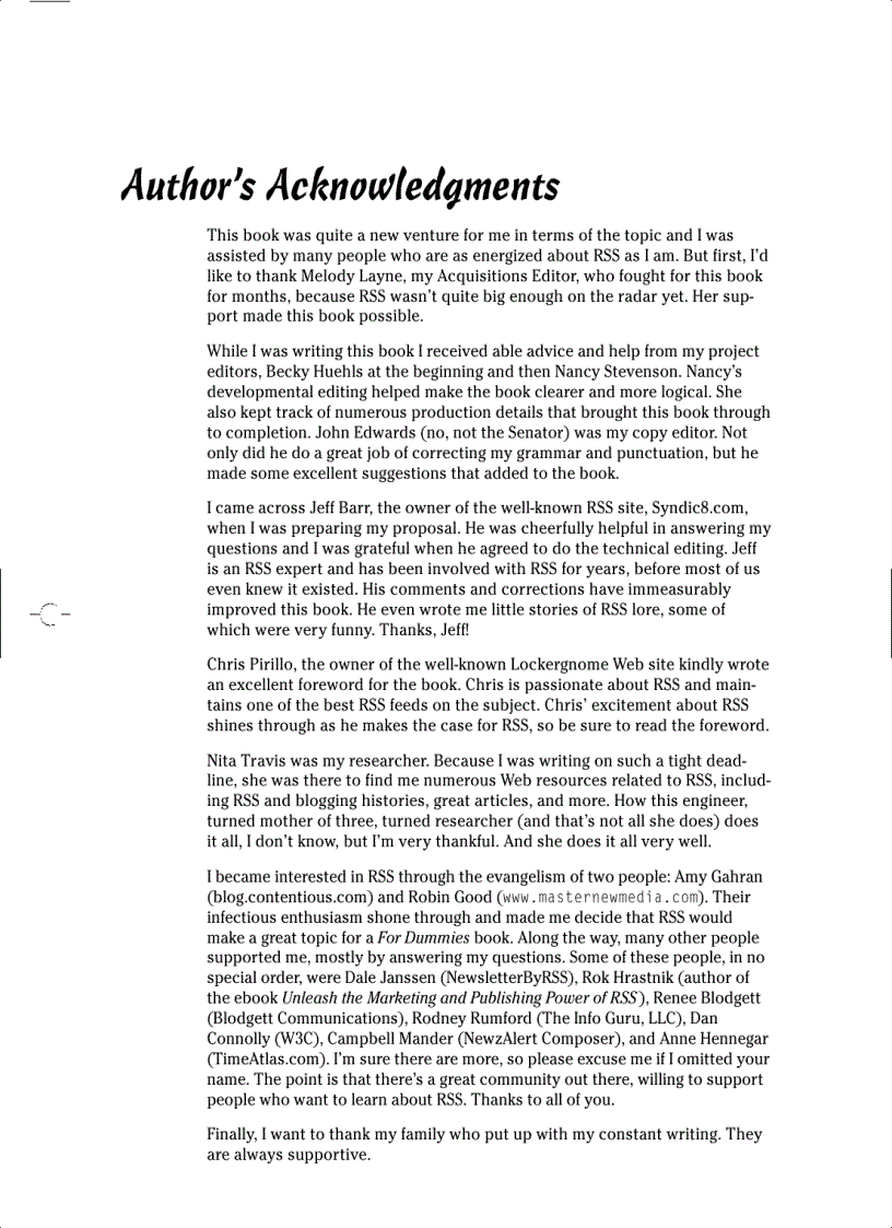 image for page Syndicating Web Sites with RSS Feeds For Dummies