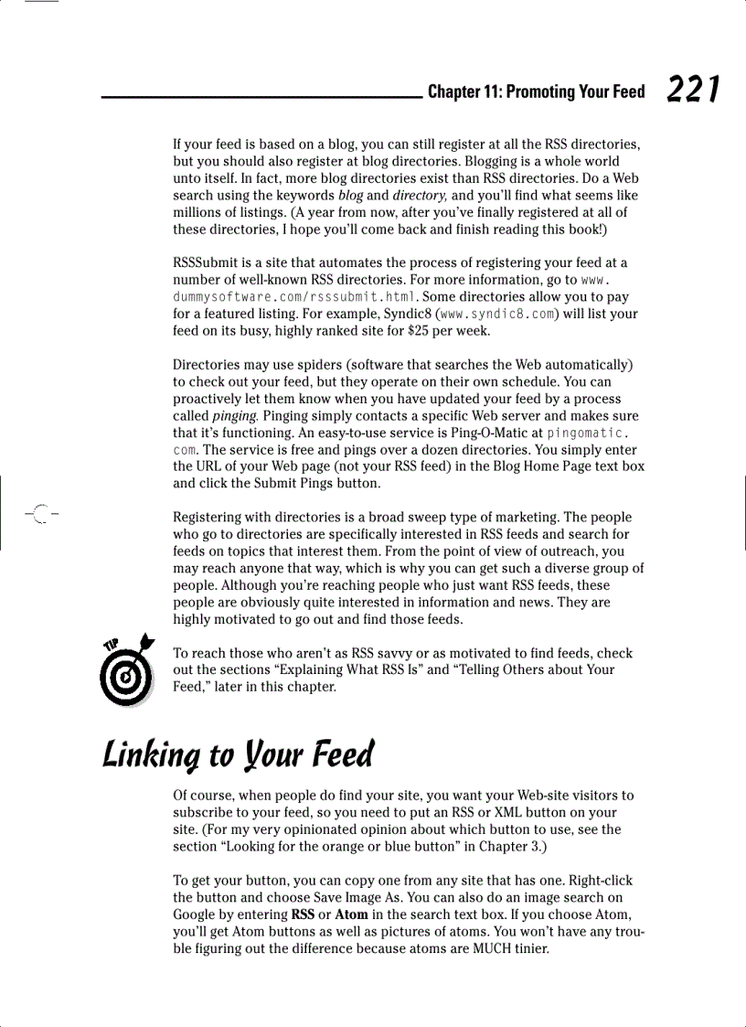 image for page Syndicating Web Sites with RSS Feeds For Dummies