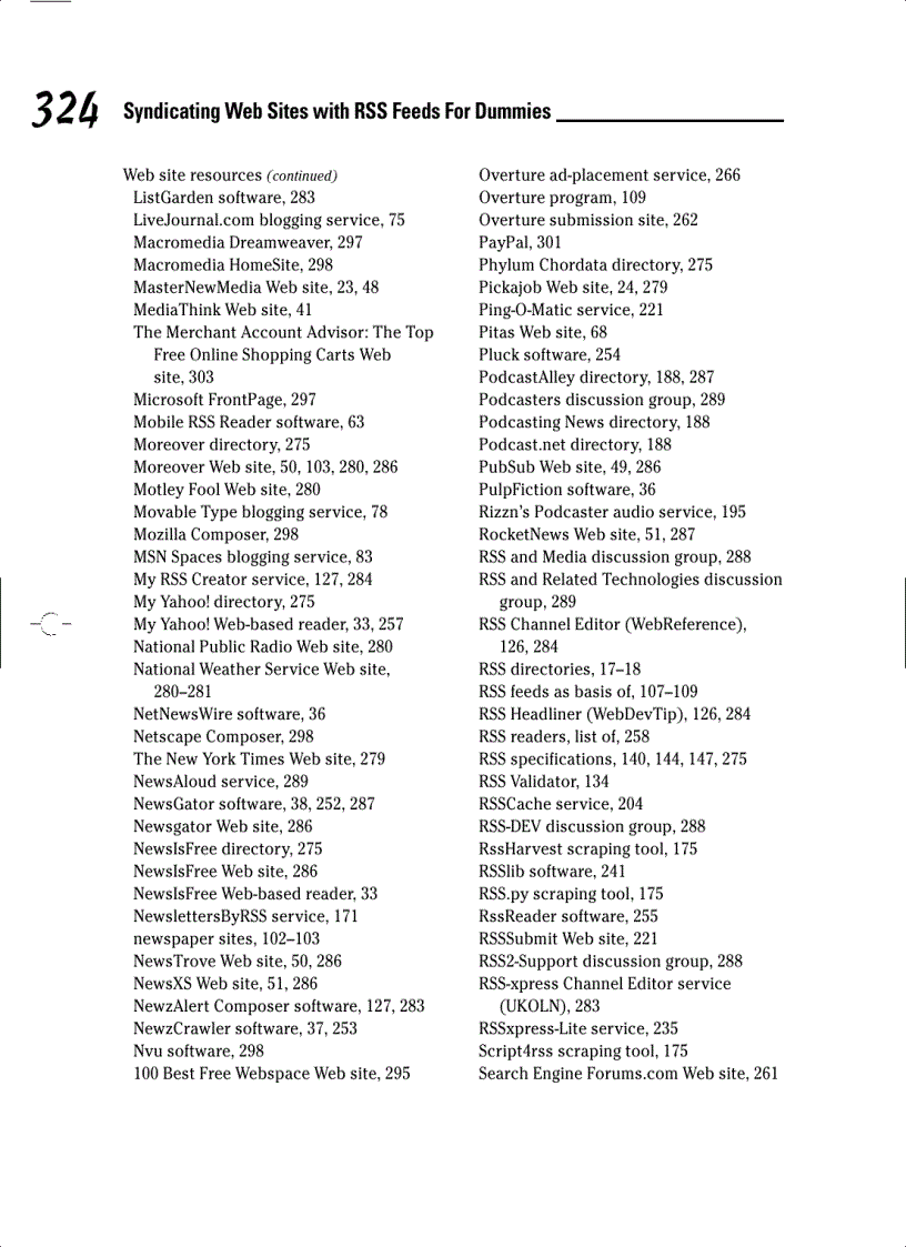 image for page Syndicating Web Sites with RSS Feeds For Dummies