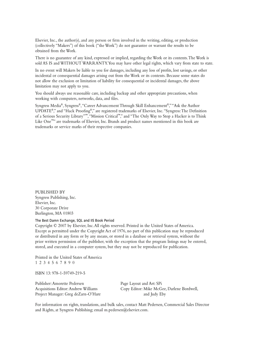 image for page The Best Damn Exchange SQL and IIS Book Period Nov 2007