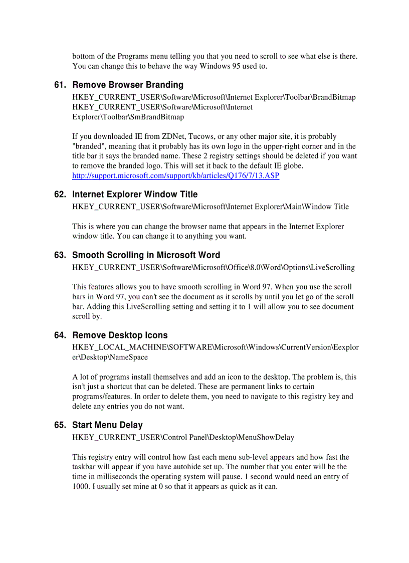 image for page Windows Registry Tips and Tweaks