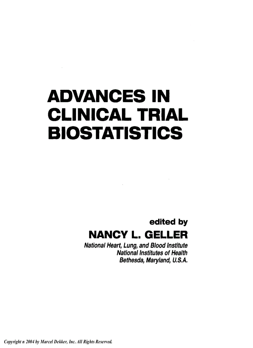 image for page Advances in Clinical Trial Biostatistics 1st Edition