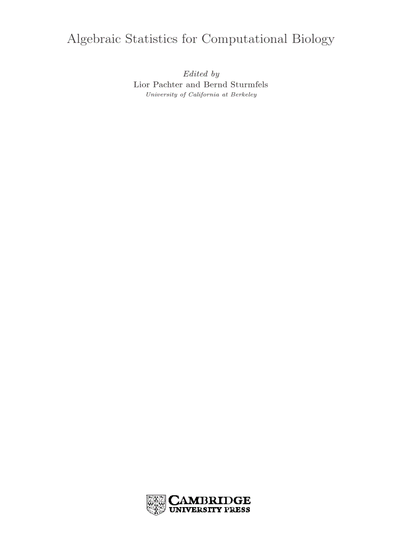 image for page Algebraic Statistics for Computational Biology