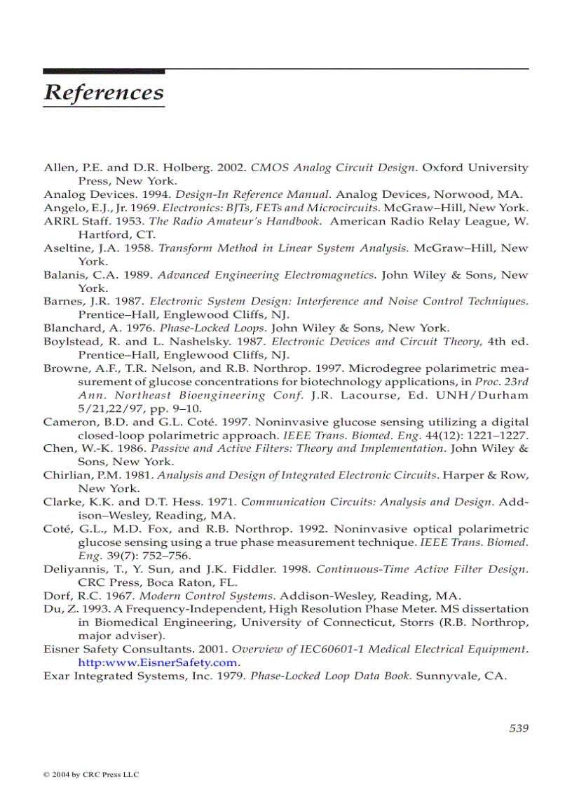 image for page Analysis and Application of Analog Electronic Circuits to Biomedical
