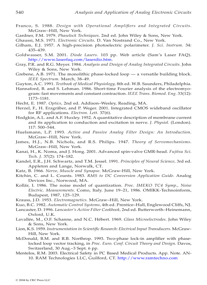 image for page Analysis and Application of Analog Electronic Circuits to Biomedical