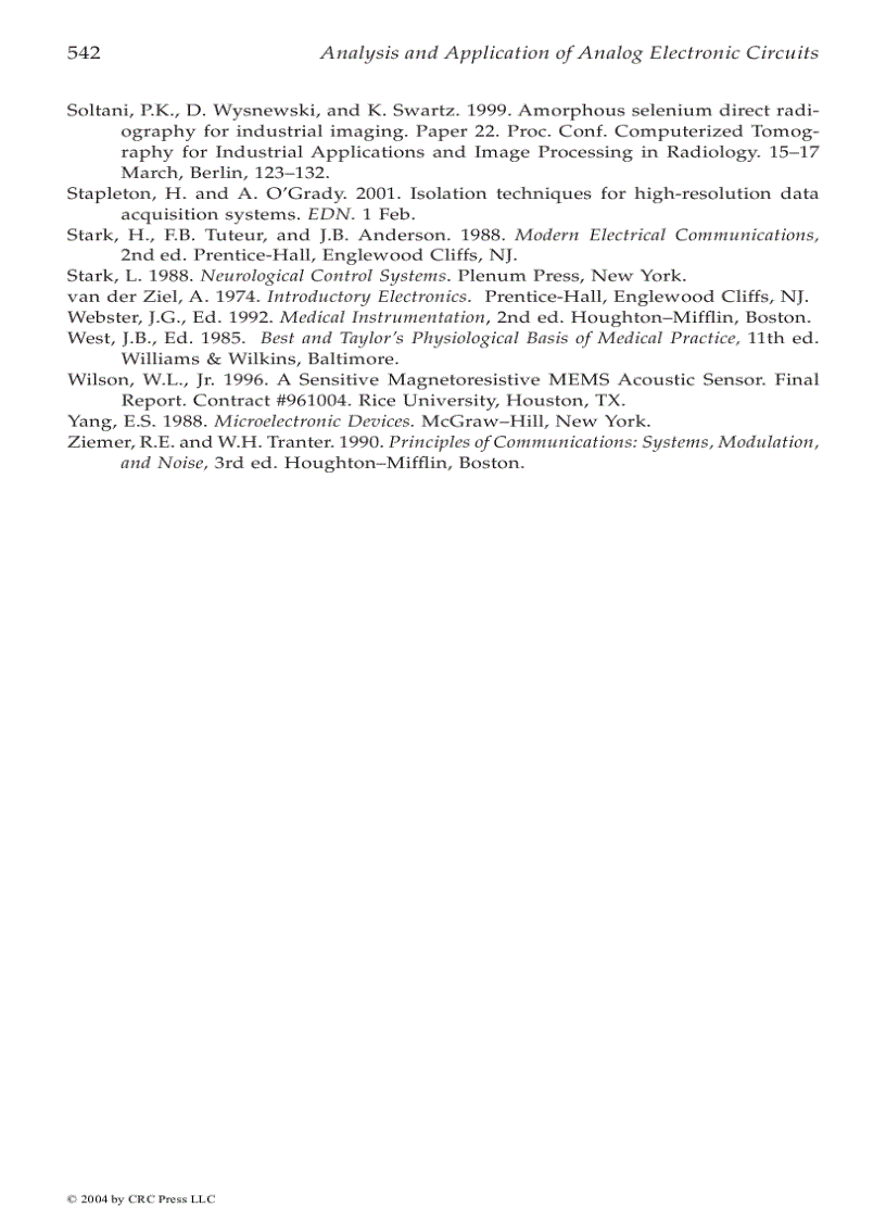 image for page Analysis and Application of Analog Electronic Circuits to Biomedical